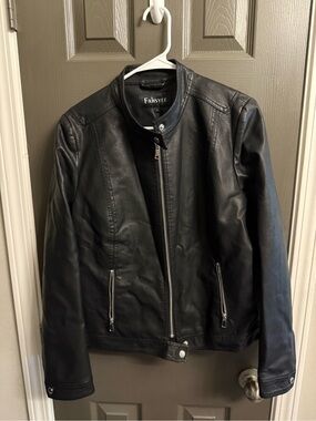 Women’s Black Faux Leather Biker Jacket